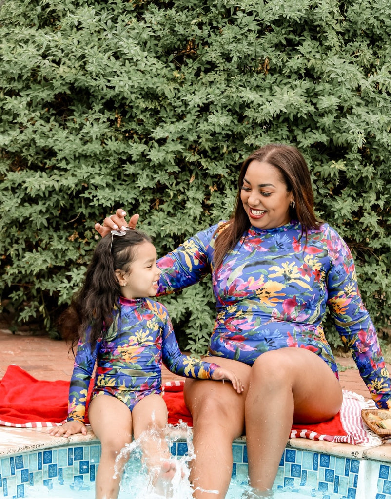 Flower Fields Long Sleeve Swimsuit