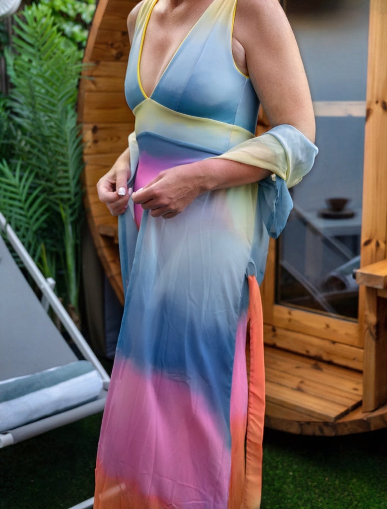 Ombre Storm Short Sleeve Robe Dress