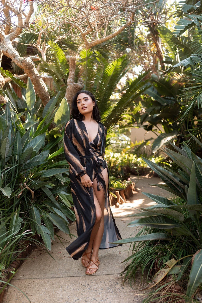 Desert Gold Reversible V-Neck One Piece Swimsuit