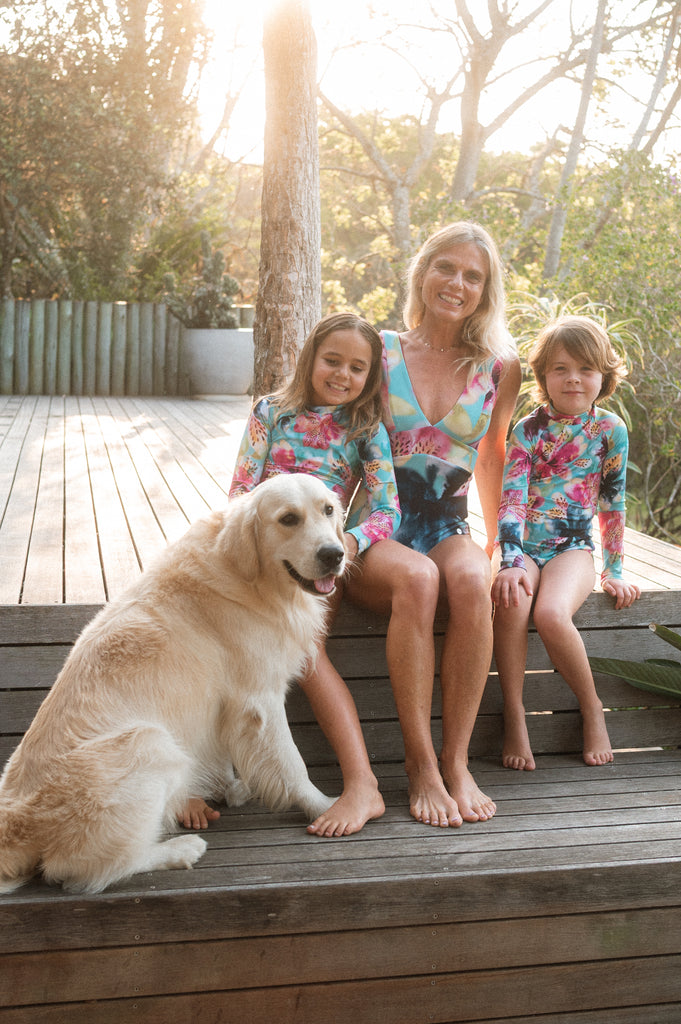 Kiddies Isle of Bloom Longsleeve Swimsuit - Artist Print