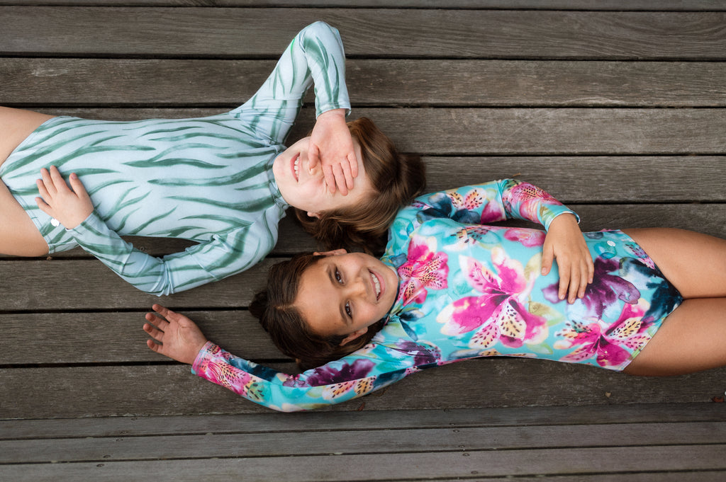 Kiddies Savanna Green Longsleeve Swimsuit