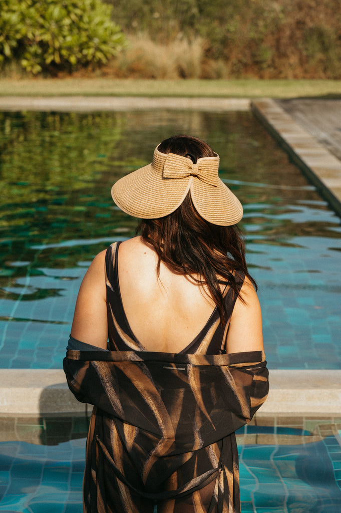 Desert Gold Reversible V-Neck One Piece Swimsuit