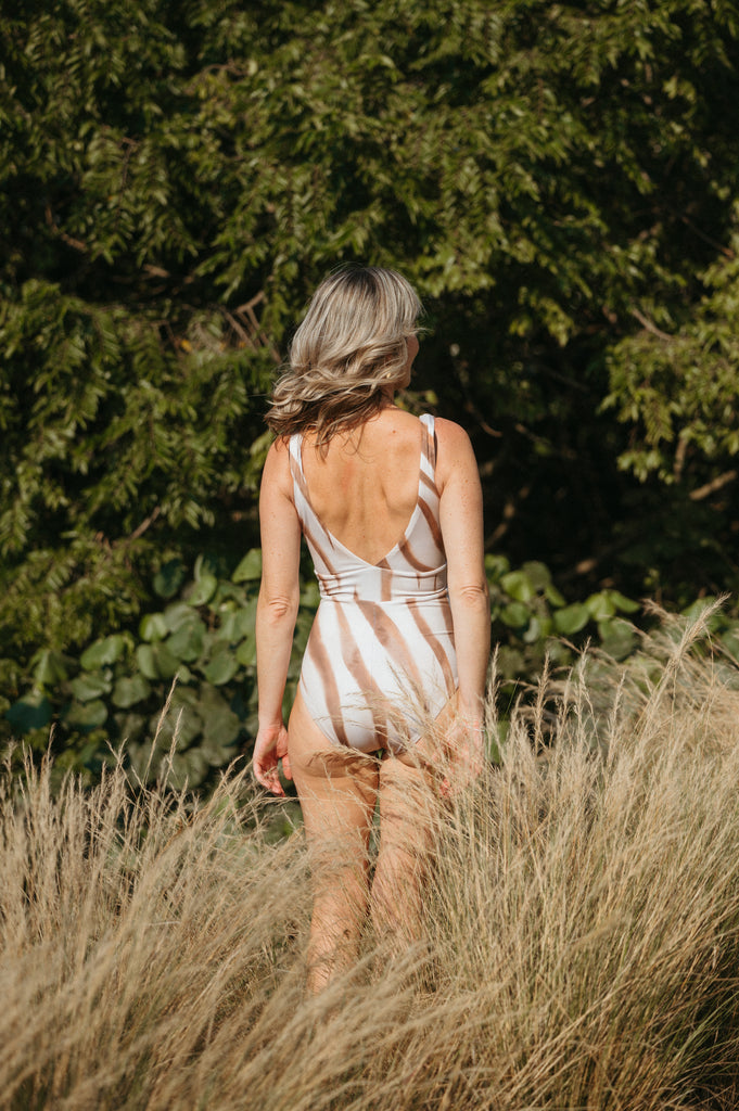 Ivory Dreams Reversible V-Neck One Piece Swimsuit