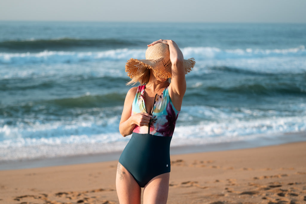 Isle of Bloom Front-Zip One Piece Swimsuit - Artist Print