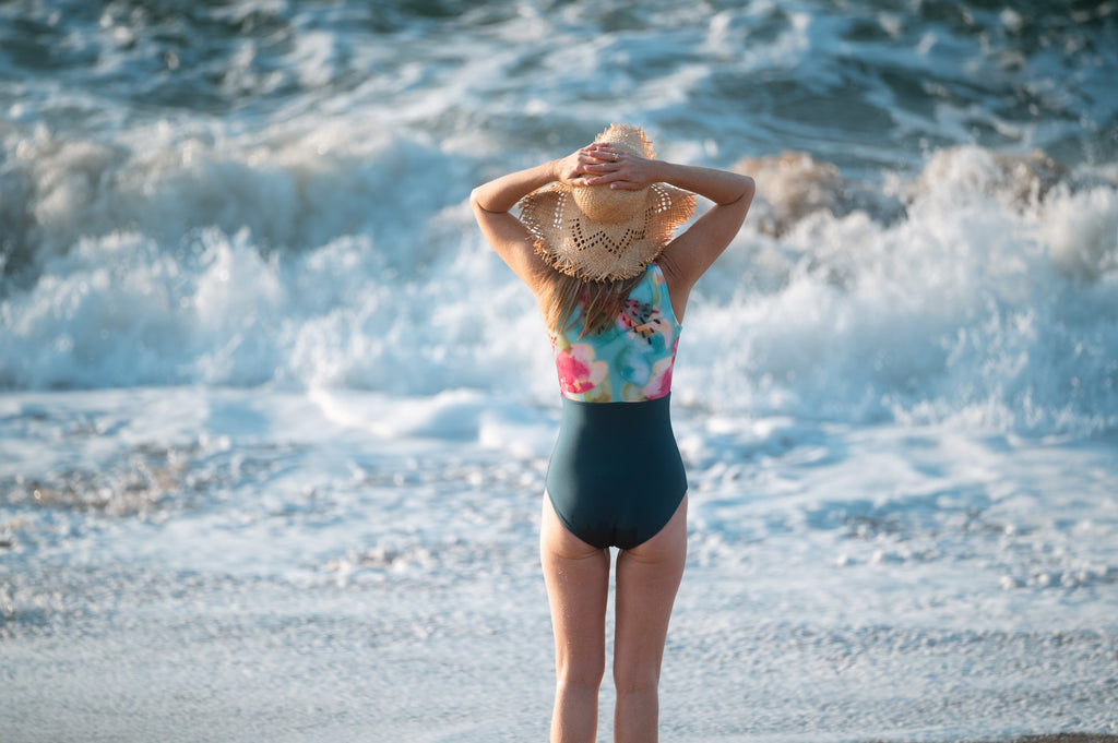 Isle of Bloom Front-Zip One Piece Swimsuit - Artist Print