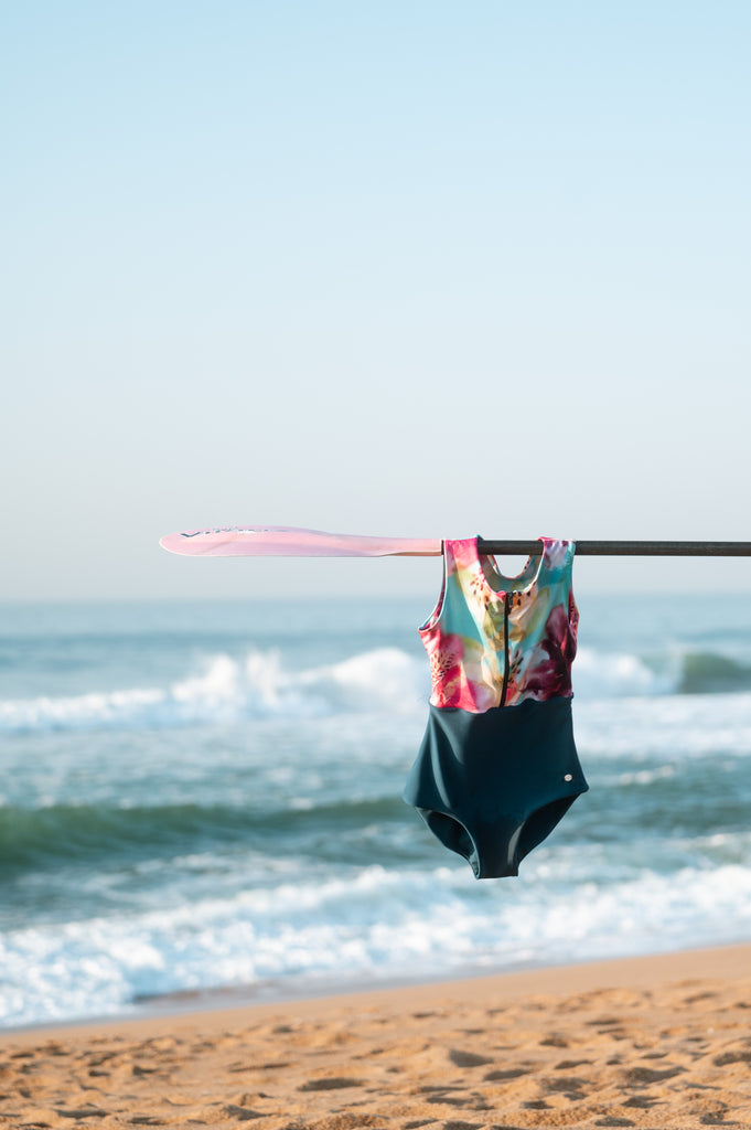 Isle of Bloom Front-Zip One Piece Swimsuit - Artist Print