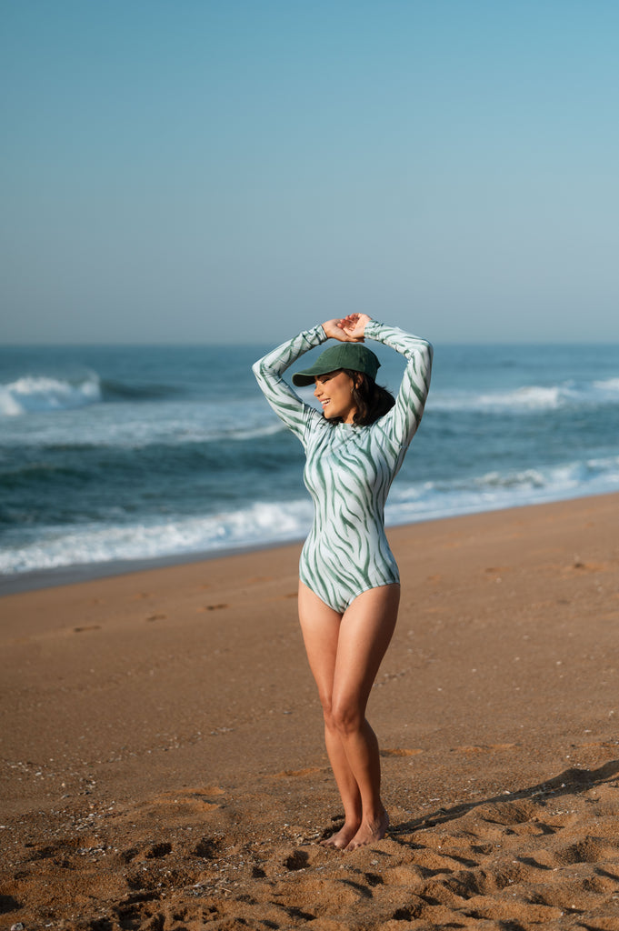 Savanna Green Long Sleeve Swimsuit - ON PRE-ORDER