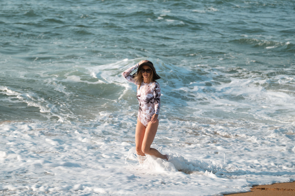 Classic Isle of Bloom Long Sleeve Swimsuit - Artist Print