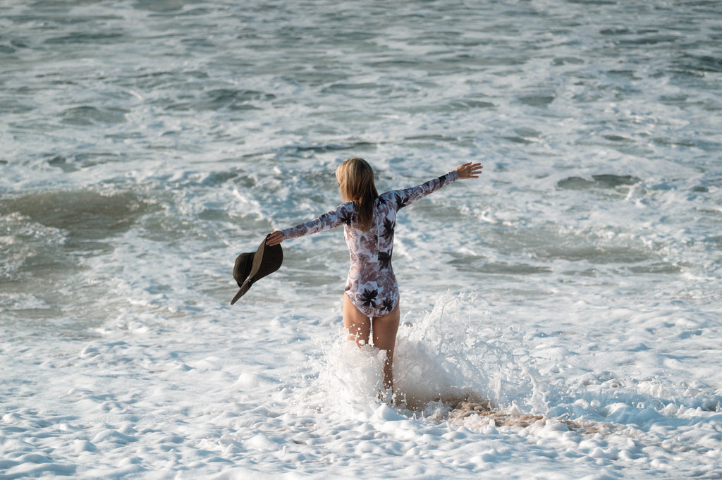 Classic Isle of Bloom Long Sleeve Swimsuit - Artist Print