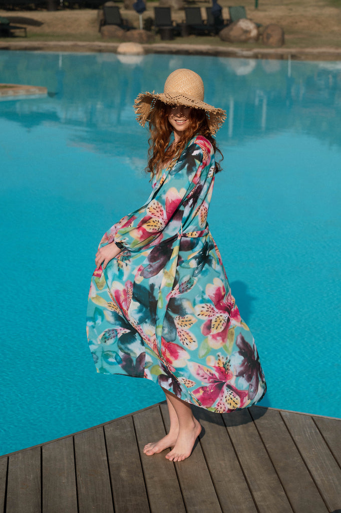 Isle of Bloom Robe Dress - Artist Print